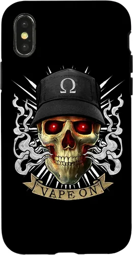 Vista 4 de iPhone 14 Vaping Skull Ilustración E-Cigarette Cloud Vape Case