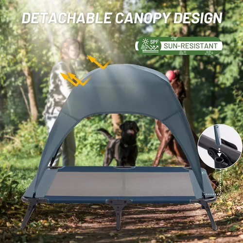 Vista 5 de Timber Ridge Cama para perros al aire libre con toldo, cama elevada y refrescante para perro, cama elevada portátil para perro con toldo extraíble