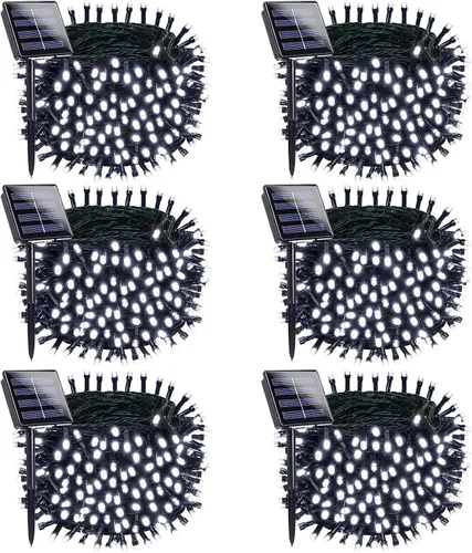 Vista 20 de OZS Paquete de 2 tiras de 240 luces LED solares para exteriores