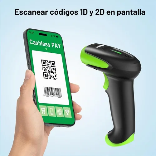 Vista 4 de Alacrity Escáner de Código de Barras Inalámbrico 2D 1D con Soporte, Conectividad 3 en 1 Bluetooth 2.4G Inalámbrico USB con Cable, Lector de Código