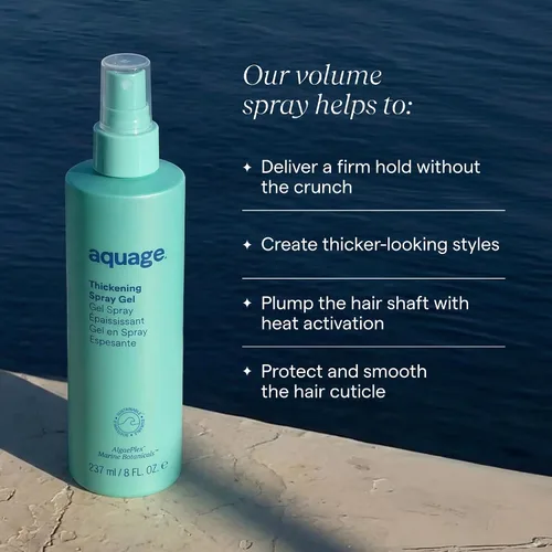 Vista 3 de AQUAGE Gel en aerosol espesante, para tipos de cabello fino o fino, infundido con botánicos marinos, añade cuerpo, vitalidad, sujeción firme, 8 onzas