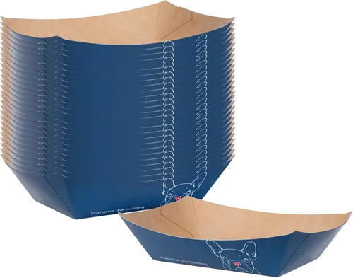 Vista 13 de Restaurantware Bio Tek 2 onzas Botes de comida desechables de 400 bandejas de papel para alimentos - Botes de papel a prueba de grasa con diseño