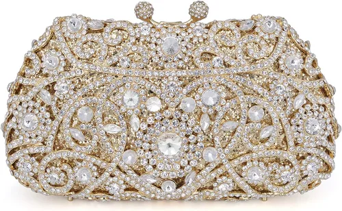 Vista 9 de MOSSMON Bolso formal de la boda de la noche del embrague del cristal del Rhinestone para Negro