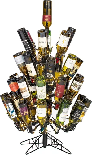 Vista 4 de Vickerman DuraLit - Botella de vino blanco artificial de 4 x 30 pulgadas, capacidad para 37 botellas, resistente, árbol de botellas, decoración