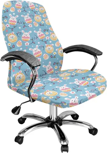 Vista 35 de Xoenoiee Bee Floral Print Office Chair Covers, Stretch Computer Boss Chair Cover with Button High Back Chair Slipcover Anti-Dust Rotating Chair