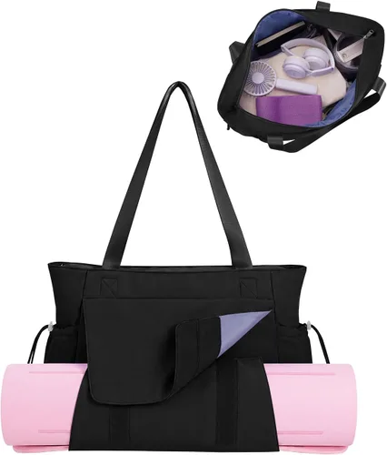 Vista 10 de sportsnew Bolsa para esterilla de yoga, bolsas de gimnasio para mujeres y hombres con bolsillo impermeable y gancho y bucle, almacenamiento