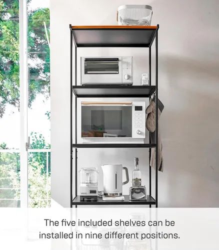 Vista 4 de YAMAZAKI Home Tower Estante de almacenamiento para electrodomésticos de cocina, estantería de metal, organizador de pie, estantes resistentes, 67