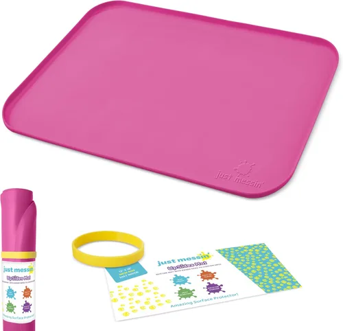 Vista 6 de Just Messin' Tapete de silicona para arte y manualidades, Legos, slime, resina, pintura y fabricación de joyas, protección de mesa con lados