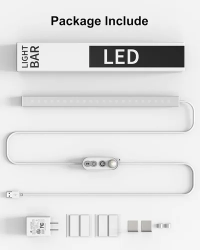 Vista 7 de ASOKO Iluminación LED regulable con sensor de movimiento, 14.5 pulgadas, enchufe USB para debajo del escritorio, con 3 cambios