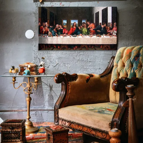Vista 2 de The Last Supper de Andrea Solari - Reproducciones de arte clásico de Dios religioso estirado envuelto en galería, famoso arte de pared cristiano