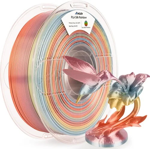 Vista 10 de AMOLEN Filamento PLA de Seda para Impresora 3D, Filamento PLA Kingfisher Rainbow Multicolor Brillante 1.75mm, Filamento de Impresión 3D PLA