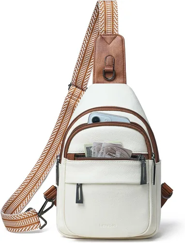 Vista 10 de Leresas Bolso bandolera de 7L para mujer, bolso cruzado, riñoneras, de cuero vegano, bolso de pecho de moda, de viaje, antirrobo