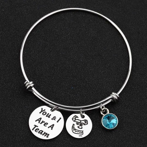 Vista 4 de KUIYAI Sulley and Mike Inspired You and I are A Team Bracelet with Monster Charm Fan Movie Team Gift Best Friend Metal