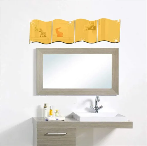 Vista 4 de 12 calcomanías de pared de espejo ondulado, arte 3D de longitud completa, para decoración del hogar, lámina acrílica, azulejos de plástico para sala