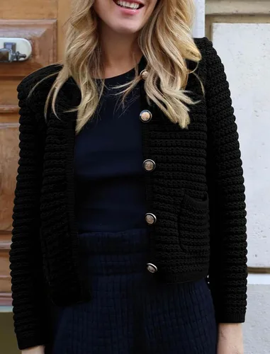 Vista 6 de PRETTYGARDEN Suéteres tipo cárdigan para mujer 2023 para otoño, frente abierto, con botones, manga larga, bolsillos, informal, de punto grueso, ropa