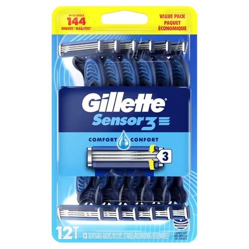Vista 2 de Maquinillas de afeitar desechables Gillette Sensor3 Comfort para hombres, 12