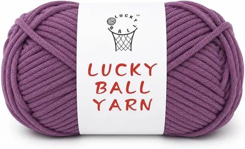 Vista 15 de LUCKY BALL Hilo para ganchillo, 3.53 oz/109 yardas, 70% algodón, 30% nailon, #5, hilo de tubo voluminoso para tejer, para bolsos, sombreros