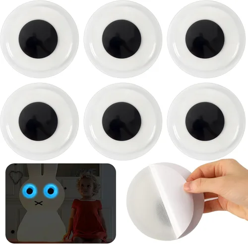Vista 12 de PETKNOWS 6 piezas de ojos gigantes que brillan en la oscuridad, 1 pulgada autoadhesivos, ojos luminosos brillantes para manualidades, calcomanías