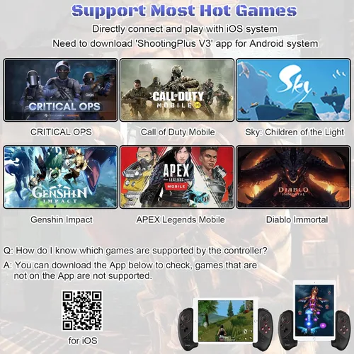Vista 6 de Megadream Control inalámbrico para juegos móviles Gamepad Joystick para iPad iOS iPhone 141312, Android Samsung Tablet PC Batería de más de 18