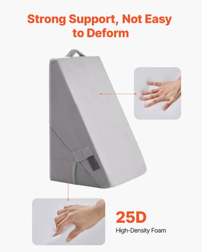 Vista 2 de VEVOR Almohada de cuña de cama para dormir, cuña ortopédica ajustable, relleno de espuma de alta densidad 25D y funda suave lavable, almohada