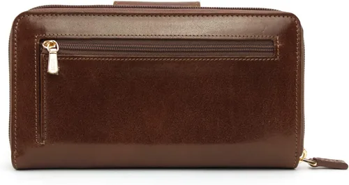 Vista 8 de GIUDI Cartera de mujer grande cuero, Marrón, Cartera grande