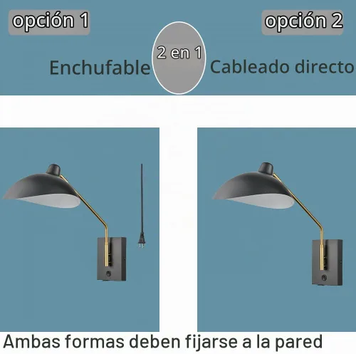 Vista 7 de CLAXY - Apliques de pared enchufables con brazo oscilante, color negro mate