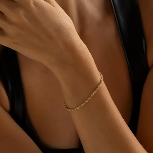 Vista 2 de Waitsoul SparklingRopeBox Bracelet for Women Men 2mm 2.5mm 3mm 5mm Diamond-Cut SilverGold SparklingBoxRope Chain Bracelet for Gril 6.577.588.59 Inch