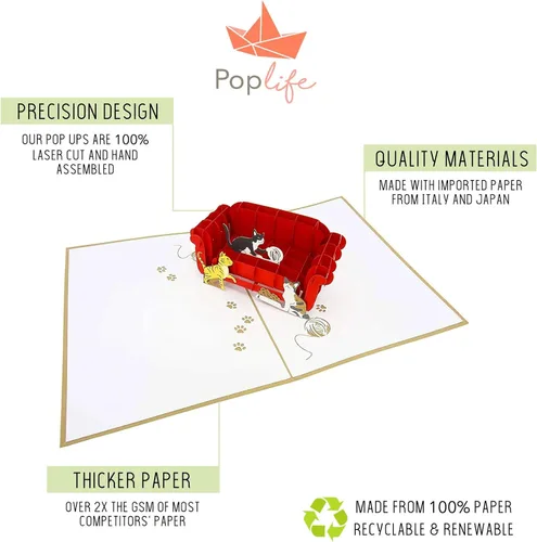 Vista 6 de PopLife Tarjeta desplegable 3D de gatos jugando en el sofá, tarjeta de felicitación de papel para amantes de los gatos, día de la madre, cumpleaños
