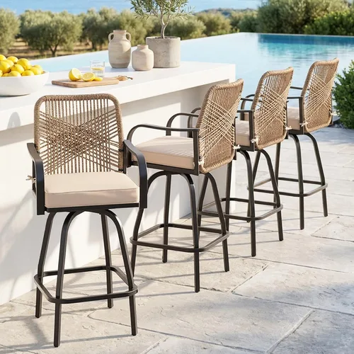 Vista 10 de Outdoor Bar Stools Set of 2, 27" Metal High Top Patio Chairs, Charcoal Grey