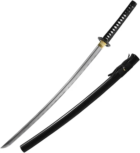 Vista 7 de YONG XIN SWORD -Samurai Katana - Espada japonesa hecha a mano, práctica, acero al carbono 1045, templado/arcilla templada, espiga completa, afilada