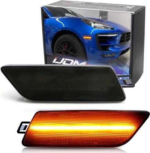 Vista 10 de iJDMTOY Kit de Luces Marcadoras Laterales de Parachoques LED Completas de Lente Transparente y Ámbar Compatible con Porsche Macan 2014-2024