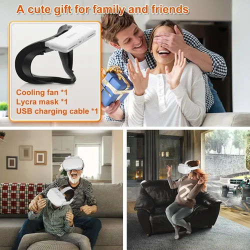 Vista 6 de Hibloks Quest 2 Fan Cooling Mask for MetaOculus Quest 2 Accessories, Circulated Ventilation Eliminates Glasses Fogging Defogger