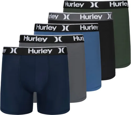 Vista 19 de Hurley calzoncillos tipo bóxer elásticos para hombre, paquete de 5 Combo de helecho de carbón