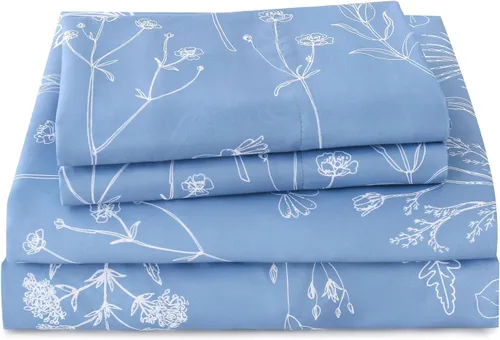 Vista 18 de Yibeizi - Juego de sábanas con estampado floral para cama de tamaño queen, sábanas de microfibra con patrón botánico boho, fundas para almohada