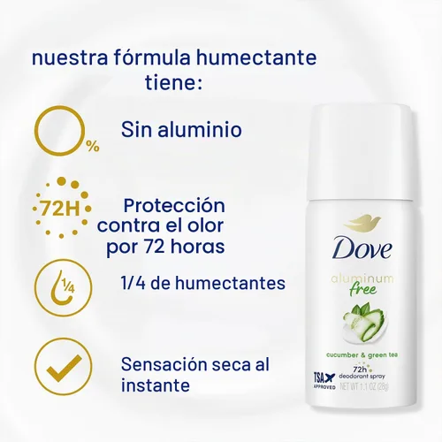 Vista 7 de Dove Desodorante para mujeres, antitranspirante de fuerza recetada, Cool Essentials + desodorante sin aluminio de pepino y té verde, tamaño de viaje