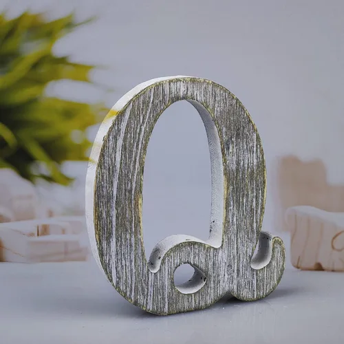 Vista 19 de Letras de madera rústica sin terminar de 4 pulgadas para decoración de pared, letras decorativas de pie en rodajas, decoración de tablero
