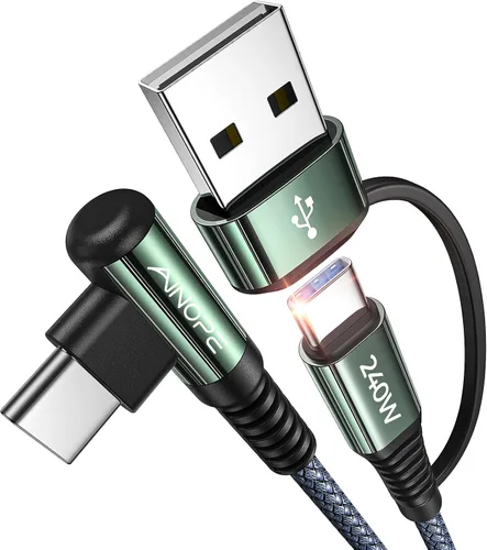 Vista 10 de AINOPE Cable USB C Largo de 100W Multi 4 en 1 Cable de Carga Cargador Tipo C de Carga Rápida USB a USB C, Ángulo Recto Compatible con iPhone 16 15