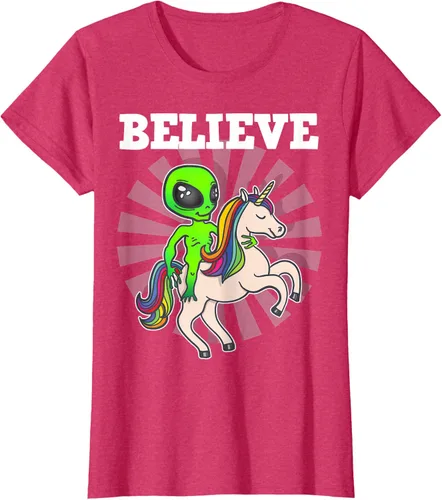 Vista 11 de Believe Space Alien Riding Unicorn - Camiseta de regalo divertida, Negro, S