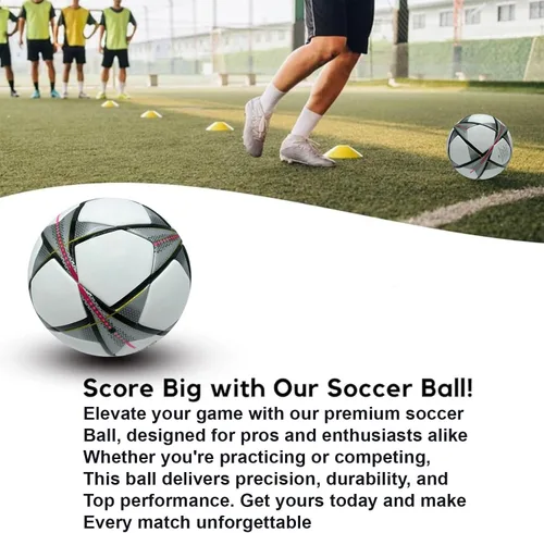 Vista 7 de Balón de fútbol de la Champion, talla 5, réplica oficial del partido, perfecto para fanáticos del fútbol, entrenamiento y juego.