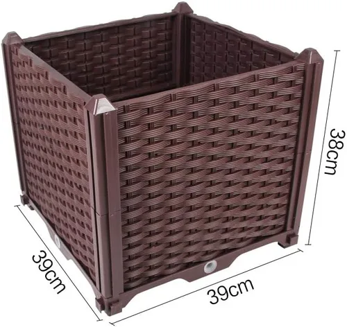 Vista 2 de BAOYOUNI - Juego de jardinera cuadrada para interiores o exteriores, maceta de plástico, caja de cultivo para verduras frescas, hierbas, flores