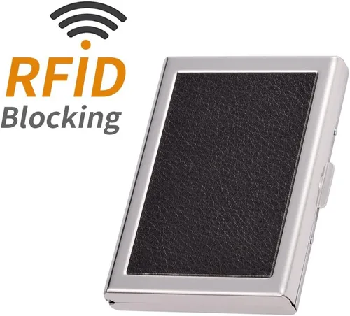 Vista 3 de Tarjetero de metal RFID para tarjetas de crédito, cartera para tarjetas de visita para mujeres y hombres