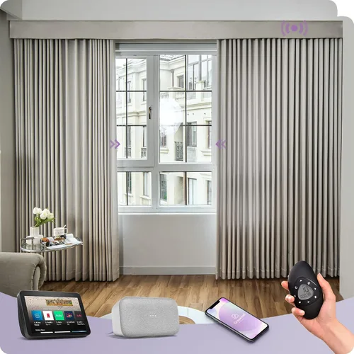 Vista 19 de Graywind Cortinas motorizadas con riel, cortinas inteligentes para oscurecer la habitación, cortinas cableadas compatibles con control remoto Alexa