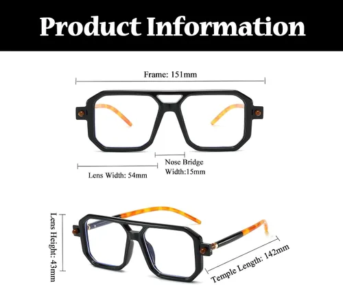 Vista 3 de LJCZKA Gafas cuadradas con bloqueo de luz azul para mujeres y hombres, estilo vintage de los años 70, anteojos de piloto planos para computadora