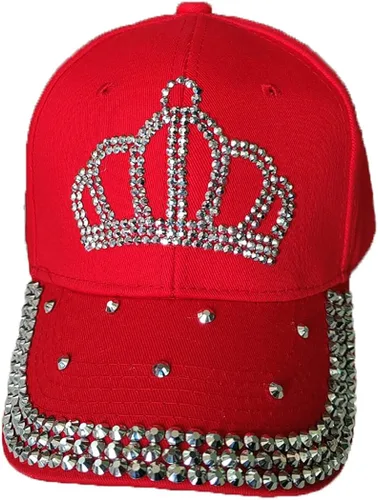 Vista 2 de Gorra de béisbol ajustable con diamantes de imitación para mujer, gorra de béisbol de algodón, gorra de hip hop, gorra de sol