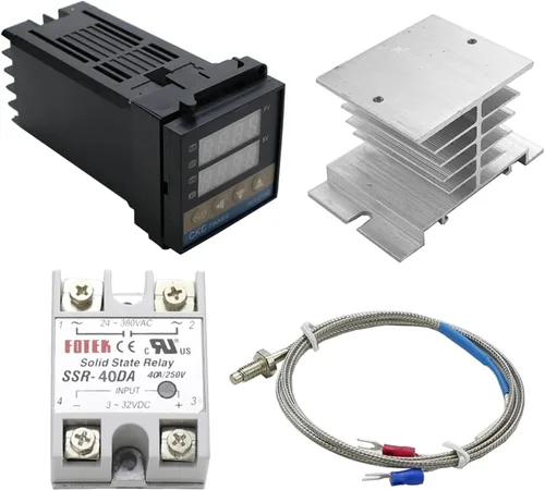 Vista 7 de INFRI REX-C100 Digital RKC PID Thermostat Temperature Controller Digital REX-C100/ 40A SSR Relay/K Thermocouple Probe/Heat Sink(RKC-C100)