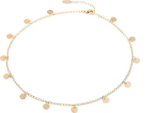 Vista 11 de Collares de gargantilla chapados en oro de 14 quilates/plata, con dije de disco, collares de gargantilla con colgante de estrella y corazón Estrella