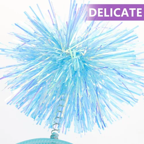Vista 9 de minkissy Diadema con pompones, diadema de color Bopper, diadema de bola con antena para color azul