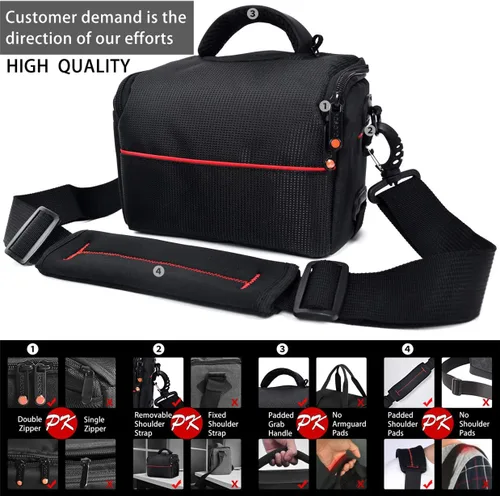 Vista 7 de Funda de hombro compacta para cámara compatible con Canon M50 SX420 Sony a6400 Bolso bandolera con cubierta impermeable para cámara sin espejo