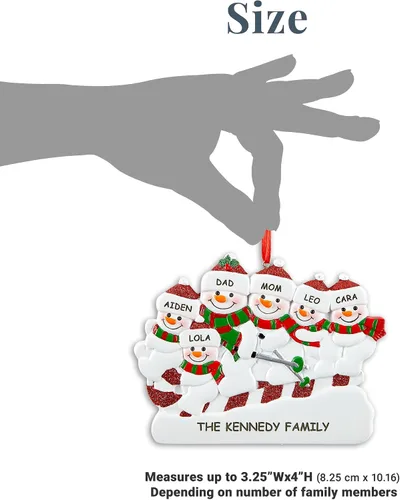 Vista 4 de Let's Make Memories Adorno de Navidad personalizado – para la familia – Trineo de muñeco de nieve – Adorno de Navidad 2024 – Grabado – Resina
