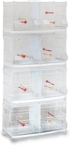 Vista 5 de Seny Juego de 4 jaulas apilables para pájaros pequeños de pinzón canario (negro)